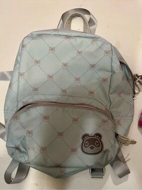 Nintendo Kids Backpack Light Mint Green with Pink Bear Pattern